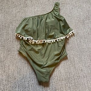 Maternity Swimsuit one shoulder olive green